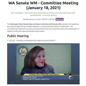WA Senate WM - Committee Meeting (January 18, 2021)