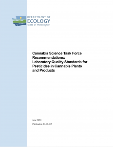 "Cannabis Science Task Force Recommendations: Laboratory Quality Standards for Pesticides in Cannabis Plants and Products" Cover