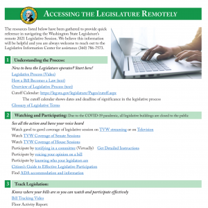 WA Legislature - 2021 - Accessing the Legislature Remotely