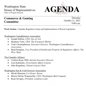WA House COG - Committee Meeting (Oct 21, 2021) - Trade Association Presenters