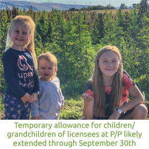Temporary allowance for children/grandchildren of licensees at P/P likely extended through September 30th