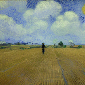 Farmer in Harvested Field - Van Gogh