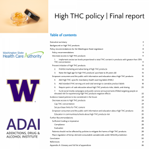 UW ADAI - Symposium - High-THC Cannabis - Legislative Report