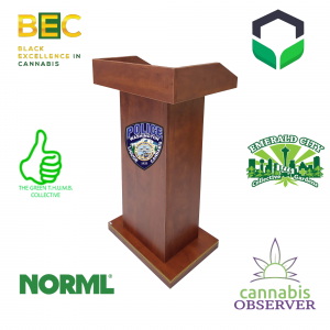 WSLCB Public Comment Lectern - BEC - OpenTHC - Emerald City Collective Garden - Cannabis Observer - NORML - Green T.H.U.M.B. Collective