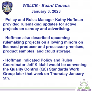 WSLCB - Board Caucus (January 3, 2023) - Takeaways