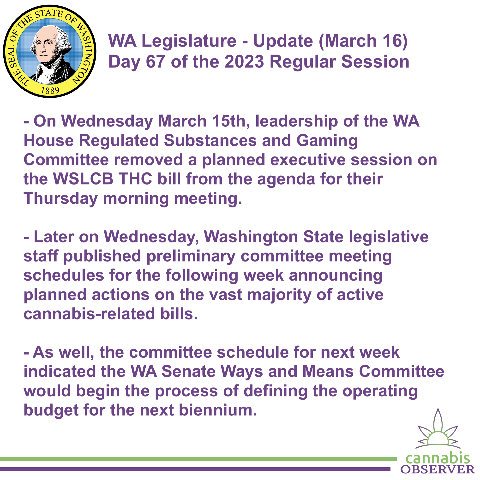 WA Legislature - Update (March 16, 2023)