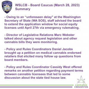 WSLCB - Board Caucus (March 28, 2023) - Takeaways