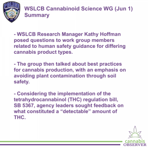 WSLCB - Work Group - Cannabinoid Science - Public Meeting (June 1, 2023) - Summary - Takeaways