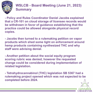 2023-06-21 - WSLCB - Board Meeting - Summary - Takeaways