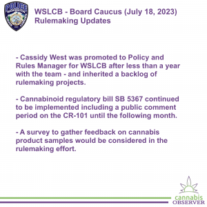 2023-07-18 - WSLCB - Board Caucus - Rulemaking Updates - Takeaways