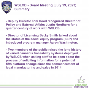 2023-07-19 - WSLCB - Board Meeting - Summary - Takeaways