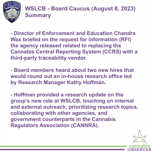 2023-08-08 - WSLCB - Board Caucus - Summary - Takeaway