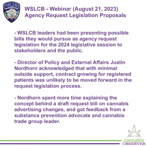 2023-08-21 - WSLCB - Webinar - Agency Request Legislation Proposals - Summary - Takeaways