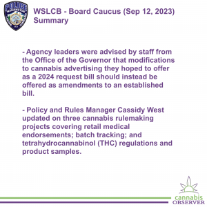 2023-09-12 - WSLCB - Board Caucus - Summary - Takeaways