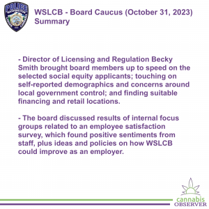 2023-10-31 - WSLCB - Board Caucus - Summary - Takeaways
