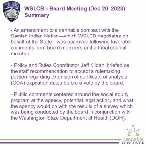 2023-12-20 - WSLCB - Board Meeting - Summary - Takeaways