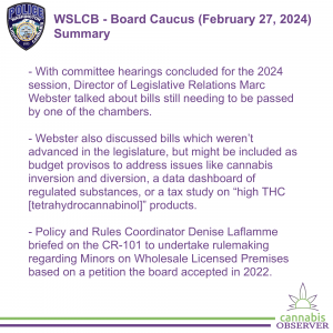 2024-02-27 - WSLCB - Board Caucus - Summary - Takeaways