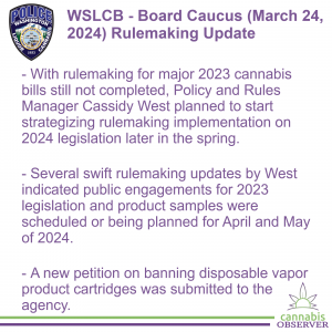 2024-03-26 - WSLCB - Board Caucus - Rulemaking Update - Takeaways
