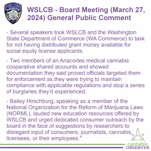 2024-03-27 - WSLCB - Board Meeting - General Public Comment - Takeaways