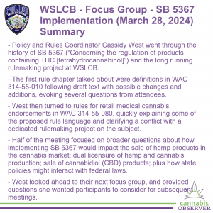 2024-03-28 - WSLCB - Focus Group - SB 5367 Implementation - Summary - Takeaways