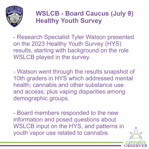 2024-07-09 - WSLCB - Board Caucus - Healthy Youth Survey - Takeaways