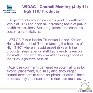 2024-07-11 - WIDAC - Council Meeting - High THC Products - Takeaways