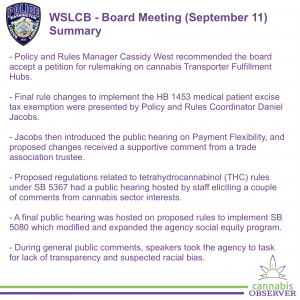 WSLCB - Board Meeting (September 11, 2024) - Takeaways