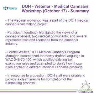 2024-10-17 - DOH - Webinar - Medical Cannabis Workshop - Summary - Takeaways