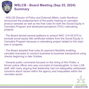 WSLCB - Board Meeting (September 25, 2024) - Summary - Takeaways