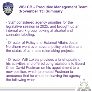 2024-11-13 - WSLCB - Executive Management Team - Summary - Takeaways