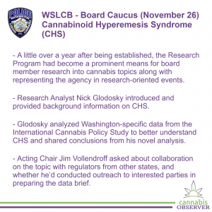 2024-11-26 - WSLCB - Board Caucus - Cannabinoid Hyperemesis Syndrome (CHS) - Takeaways