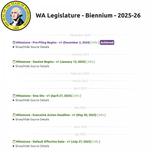 WA Legislature - 2025 Session - Timeline